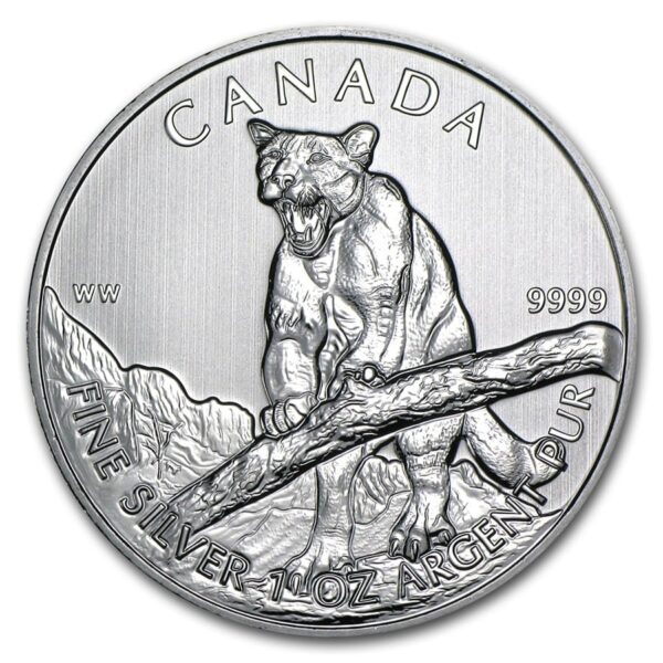 2012 Canada 1 Oz Silver Wildlife Series Cougar 64598 Slab